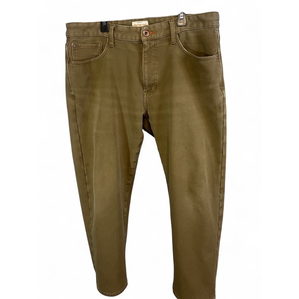 Weatherproof Vintage Mens Straight Leg Canvas Pants Brown Khaki 36x30